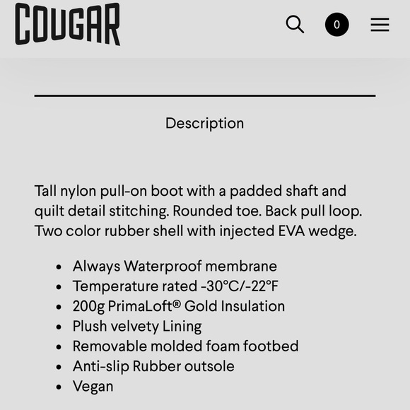 NWT Cougar Magneto Nylon Waterproof Winter Boot with PrimaLoft® Silver Sz 7 - Picture 13 of 13